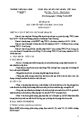 Kê hoach day chuyên đê năm hoc 2019-2020 môn Toán 7 - Trường THCS Kim Long
